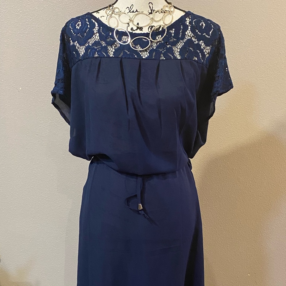 Navy blue maxi dress with lace